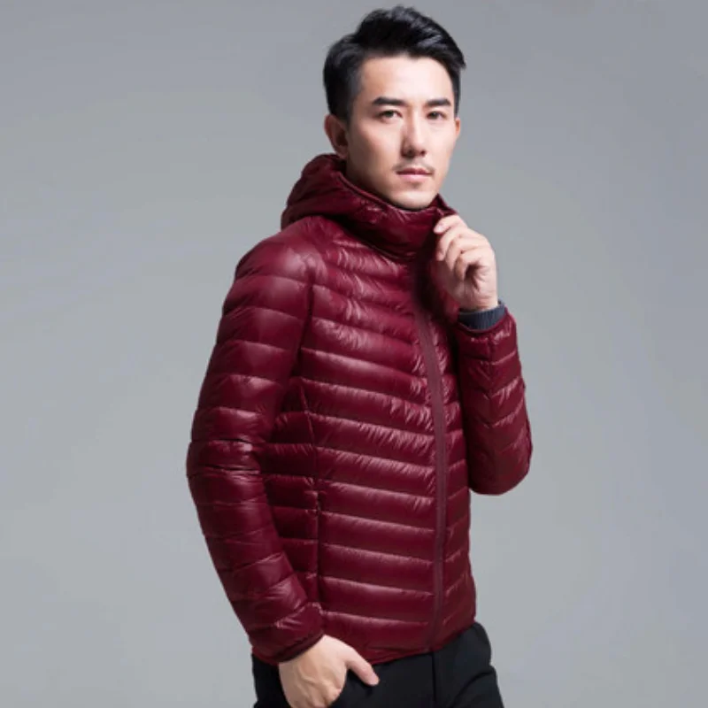 New Men winter keep warm 90% White eider-down jacket Brand clothing Male slim fit Hooded casual slim Down jacket Plus size 6XL