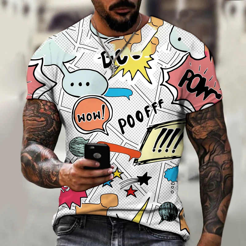 

New Mr. Designer Men's Street Trend Graffiti Explosive Element 3D T-shirt 100% Leica Polyester Good Quality T-shirt Plus Size