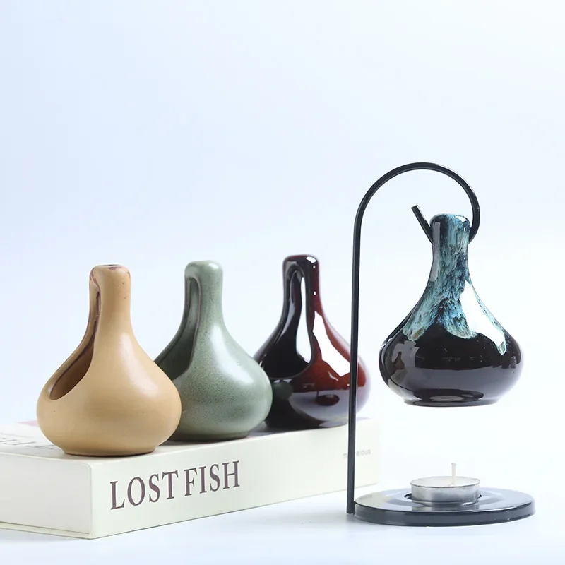 

Creative Iron Hook Kiln Glaze Ceramic Aromatherapy Furnace Retro Ornaments Water Drop Essential Oil Furnace
