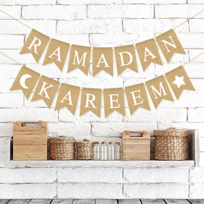 

1 Set Ramadan Kareem Swallowtail Hanging Banners Muslim Ramadan Festival Decor