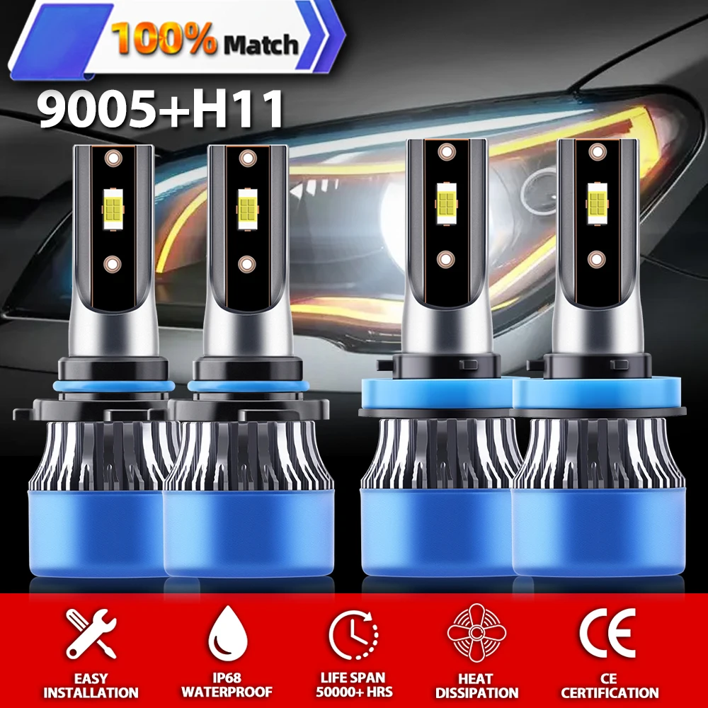 

Canbus Led Headlight 40000LM Lamp 240W H11 9005 HB3 Turbo CSP Chip Auto Headlamp 6000K White High Low Beam Auto Lamp 12V 24V