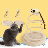 cat toy spring disc spiral mouse amuse cat toy steel wire linen ball cat scratch board cat accessories