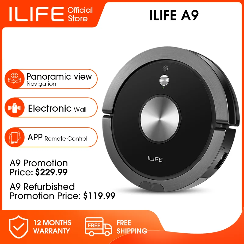 

ILIFE A9/A9-B Robot Vacuum Cleaner,Camera Navigation,600ML Large Dustbin,Wi-Fi Connected,Automatic Self-Charging,Work with Alexa