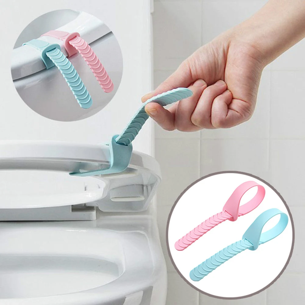 

1 Pcs Silicone Adjustable Sanitary Potty Toilet Lifter Band Cover Belt Mention Toilet Seat Lifters Closestool Handle Bathroom