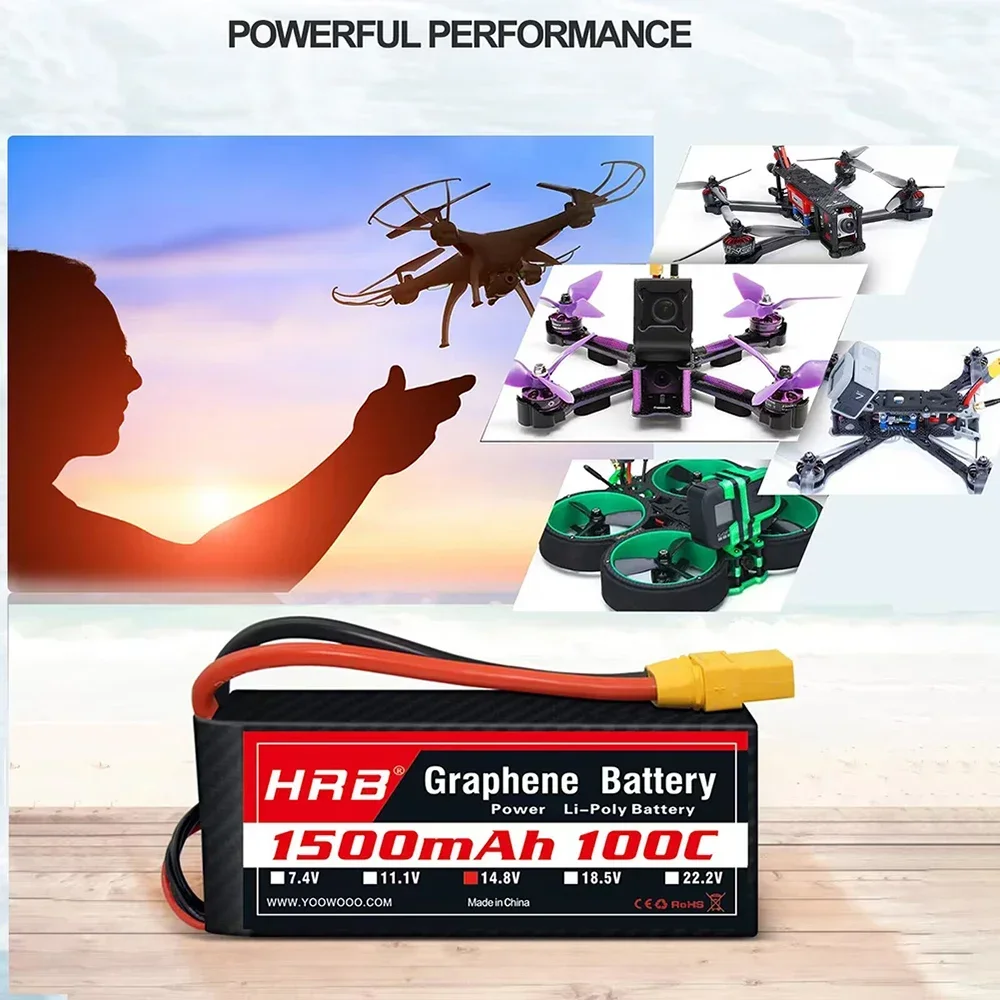 2 шт. 2S 3S 4S 6S Lipo аккумулятор 1300 мАч 1500 мАч 1800 мАч 2200 мАч 2600 мАч 100C Graphene RC с разъемом Deans XT60 (art.: 3920cd126b313) - 3920cd126b313