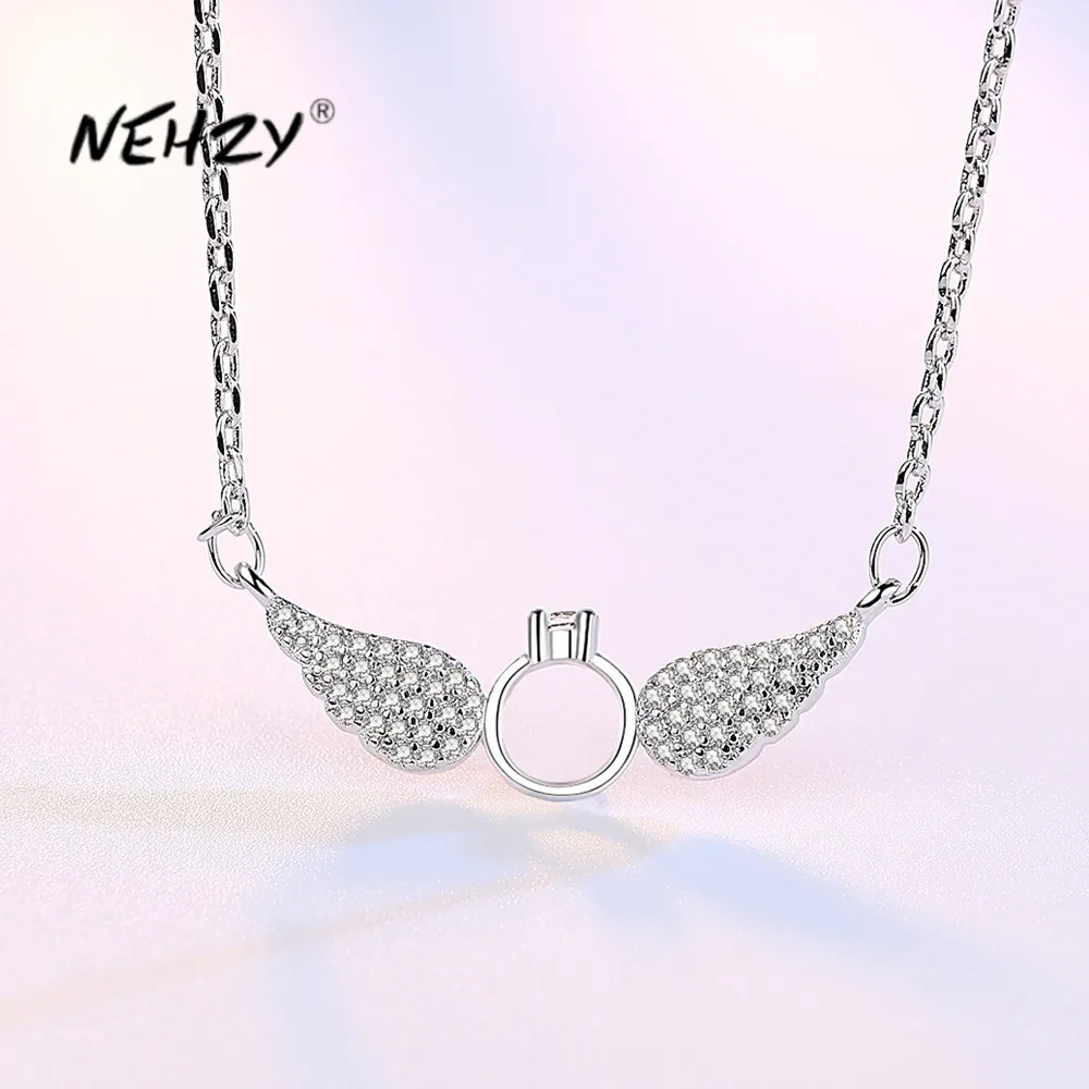 

NEHZY 925 silver needle New women's fashion high quality jewelry Crystal zircon pendant The necklace is 40+5CM long