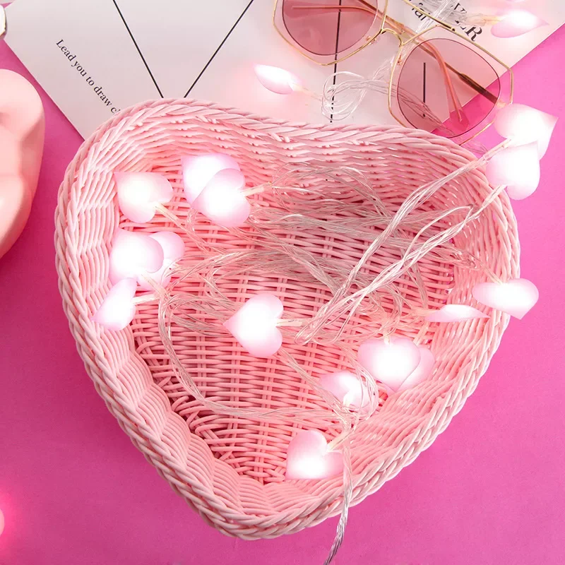 

Hot Heart Shape LED String Lights Wedding Garland With lamp Christmas Decorations For Home Valentine Gifts Engagement Party Supp