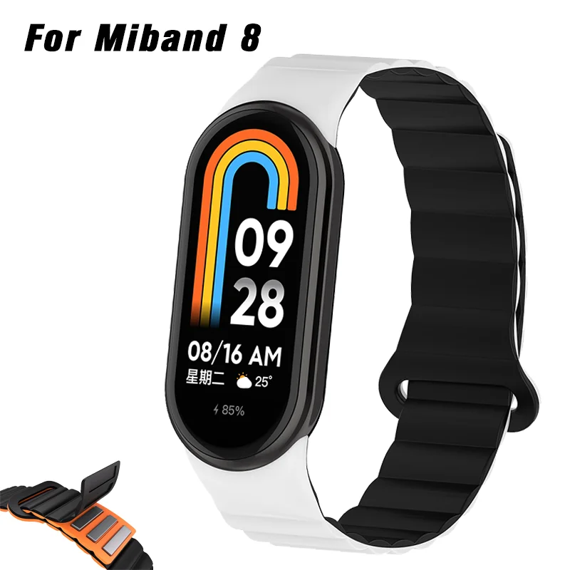 Cinturino Magnetico In Silicone Per Xiaomi Mi Band 8 Cinturino Da Polso Sportivo Di Ricambio Per Cinturino Mi Band 8 Correa Cinturino Doppio Colore
