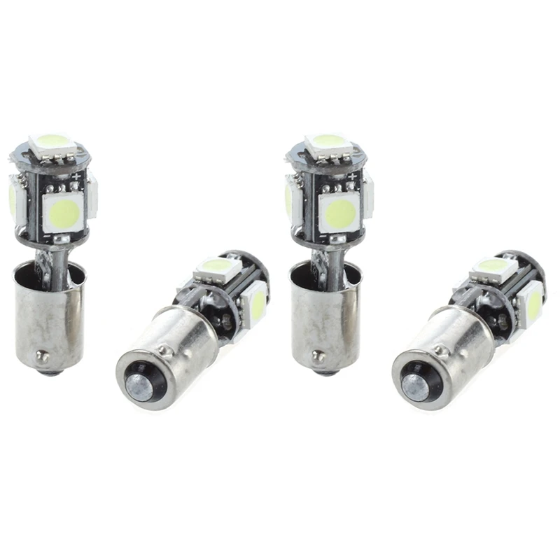 

4X Bulb 5 LED 5050 SMD BA9S H6W T4W White Anti ODB Error Code Lamp