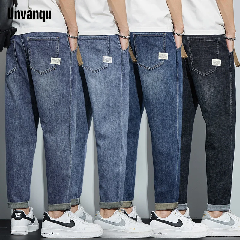 Уличная мода Unquvan в стиле Харадзюку мужские узкие джинсы весна-лето офисные