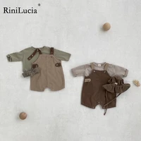 rinilucia summer newborn baby boys girls cotton romper sleeveless button jumpsuit playsuit overalls casual outfits buttons