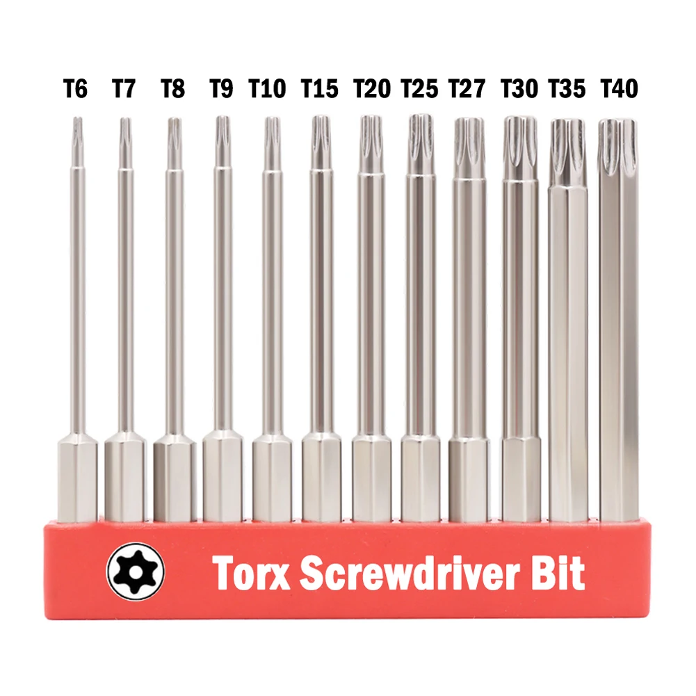 

75mm Hollow Torx Screwdriver Bit Hex Shank T6-T40 Tool Alloy Steel Magnetic Screwdriver Bits For Exact Screw Unscrew