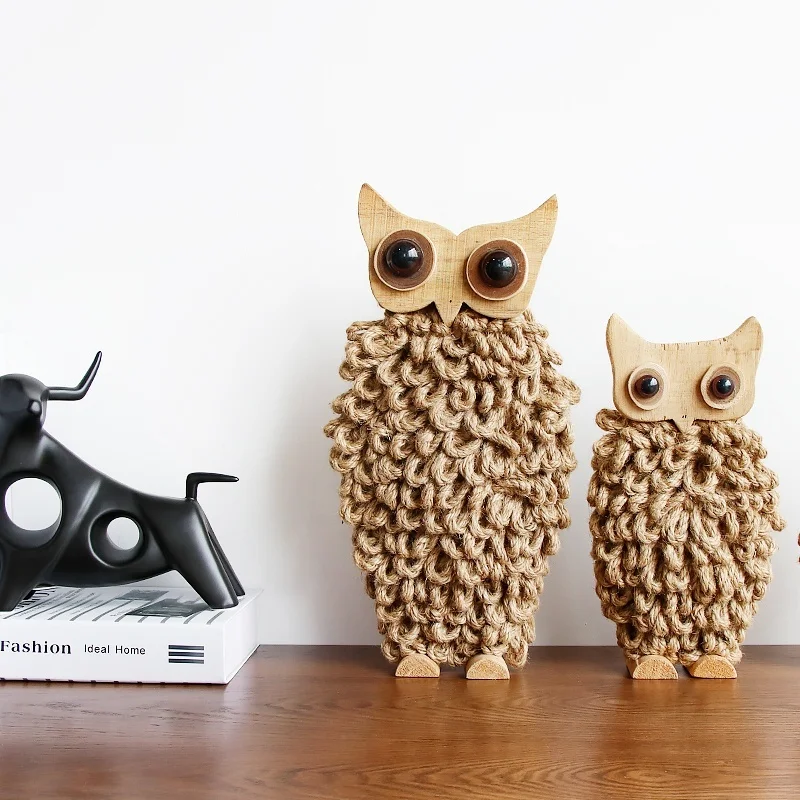 

handmade wooden Owl ornaments Creative Nordic Home Decoration study Porch desktop Living room Indoor gifts