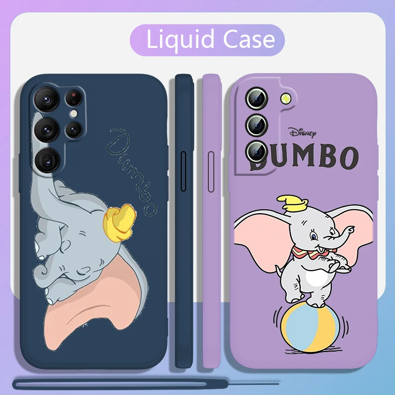 

Dumbo Anime Cute Art Phone Case For Samsung Galaxy S22 S21 S20 S10 S9 Ultra Plus Pro FE Liquid Rope Candy Color Shell Coque Capa