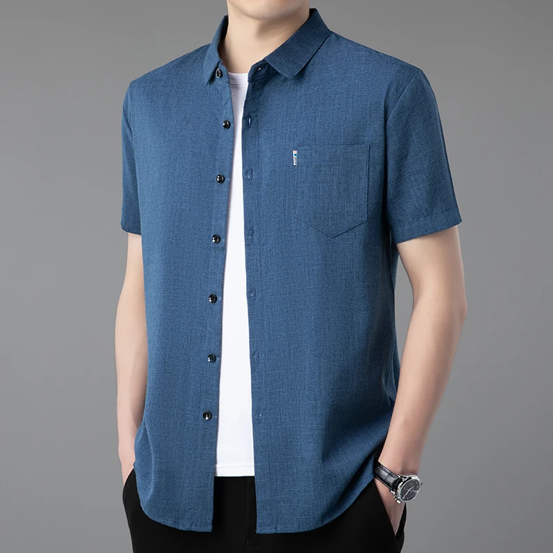 2025 летняя мужская модная футболка с короткими рукавами и откидным воротником