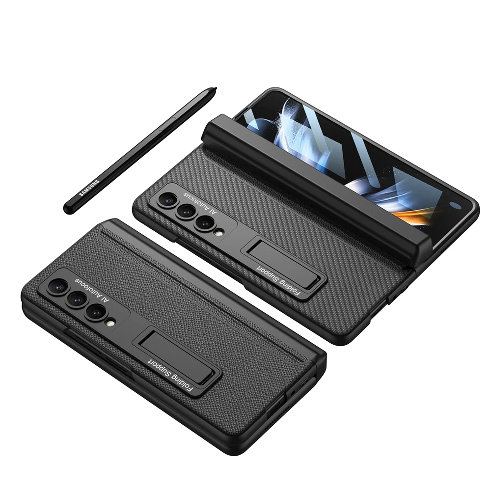 For Samsung Galaxy Z Fold 4 Fold3 Case Ultra-thin Magnetic Hinge Kickstand Shockproof Protection Pen Holder Hard Cover For Fold4