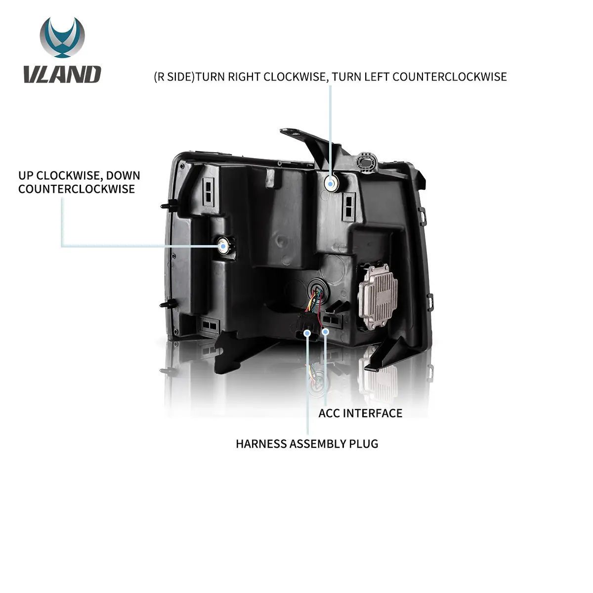 Фото Vland 07-13 Chevrolet Silverado 2-го поколения: светодиодные матричные фары-проекторы, черные, для грузовиков, улучшенная версия №5