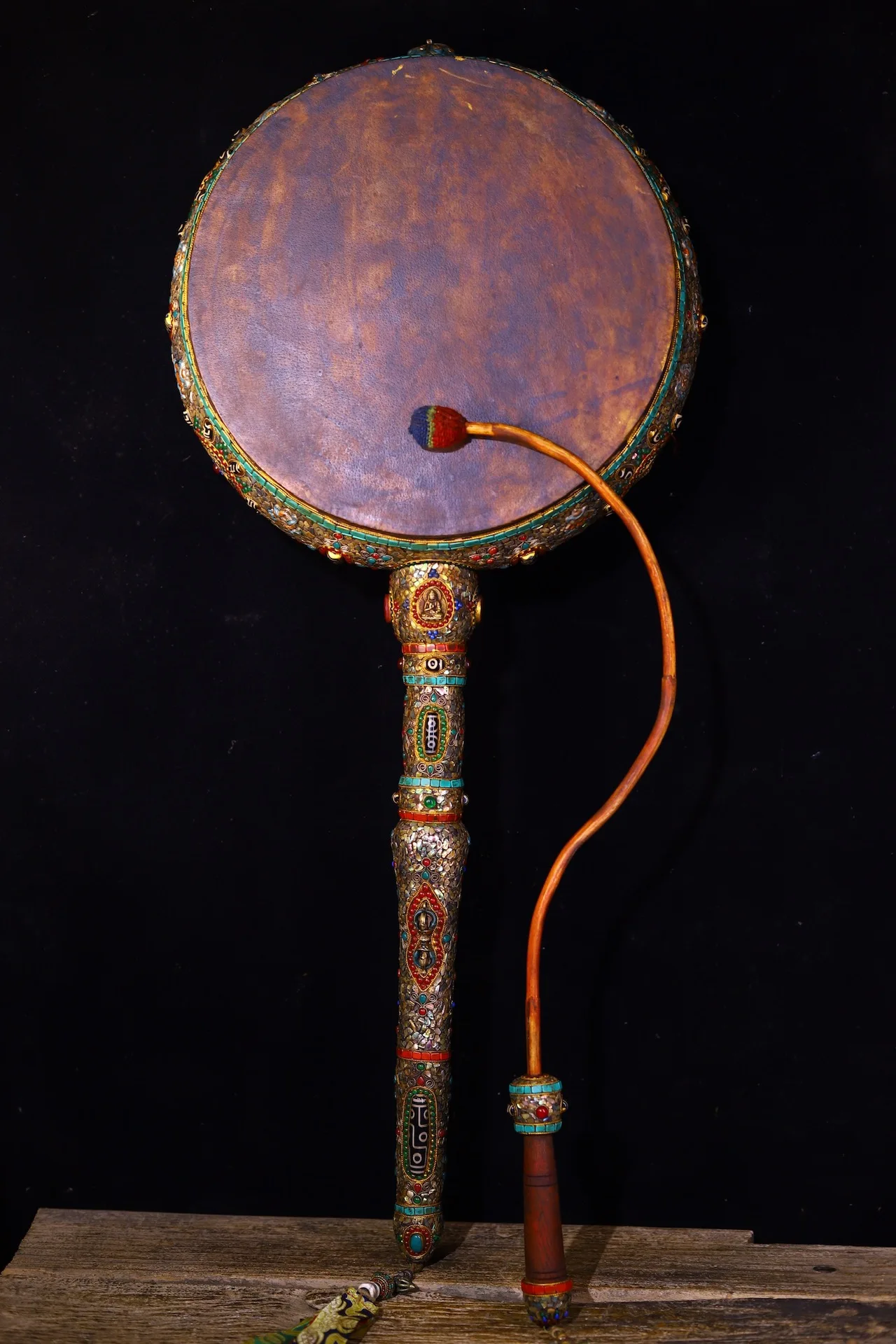 35 &quotКоллекция тибетского храма старый натуральный барабан Дамару Дхарма