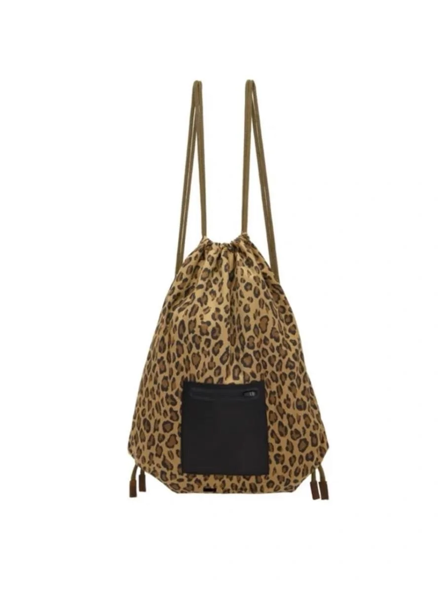 

Fashionable And Sexy Leopard Pattern Drawstring Backpack Women's Bag Lightweight Academy Style Backpack New Portable Women's Bag