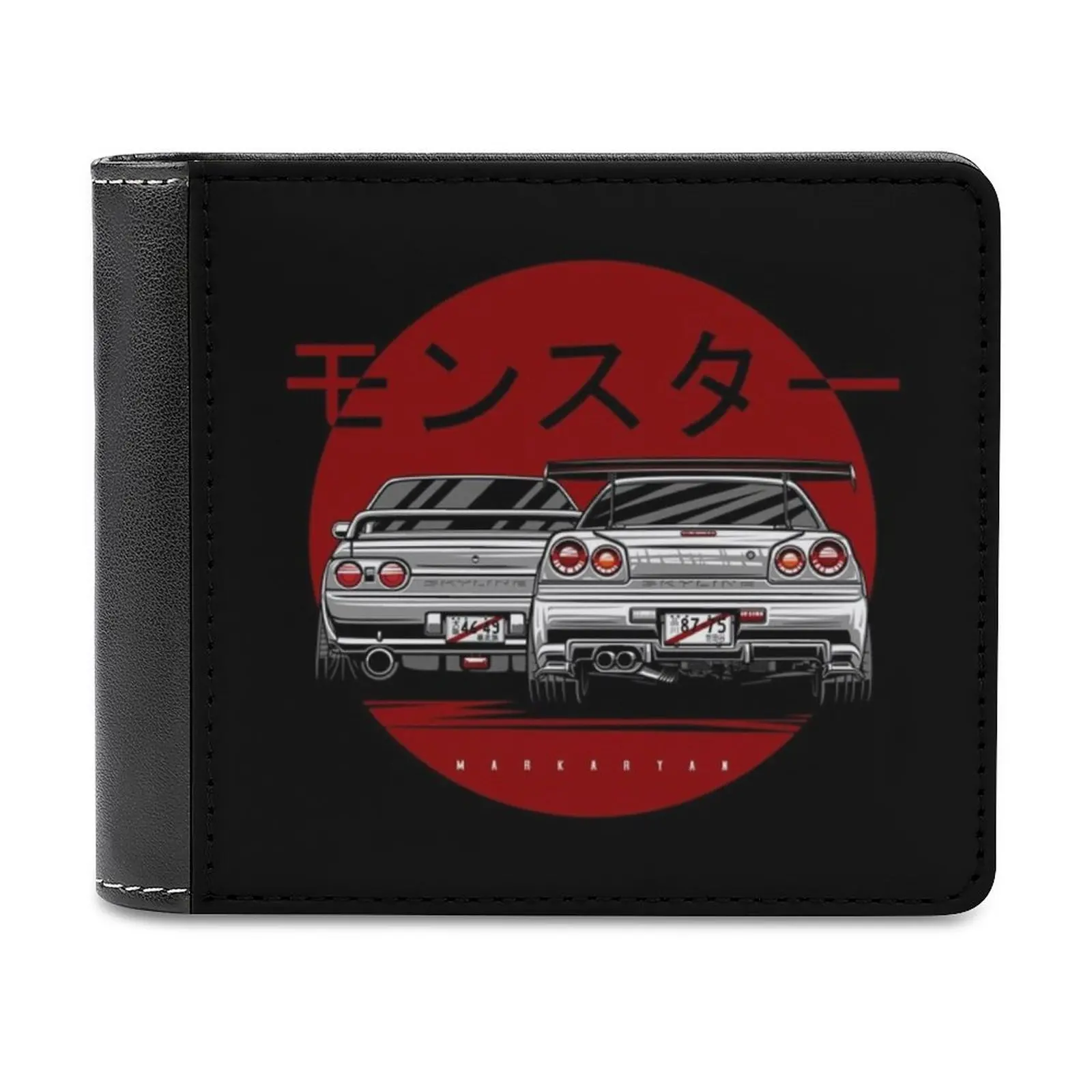 

Кожаные кошельки Skyline Gtr R34 и R32, мужской бумажник, держатели кредитных карт, высококачественный бумажник с автомобильным мотором