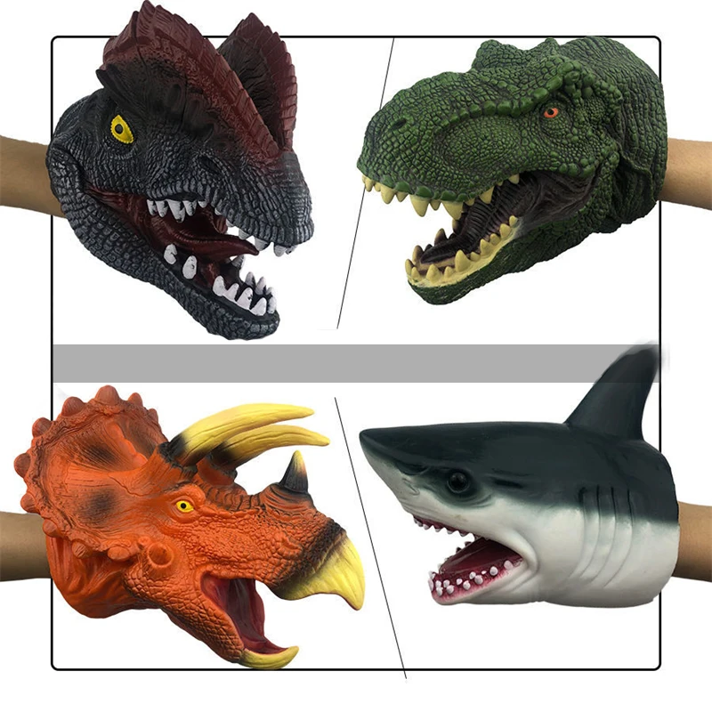 

Dinosaur Gloves for Kids Adult Soft Rubber T-Rex Hand Puppets Shark Trendy Gift For Boys Velociraptor Jurassic Inspired Hand Toy