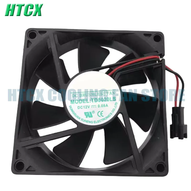 TD8020LS 12V 0.08A Новый охлаждающий 80*80*20 мм 8020 2-контактный вентилятор