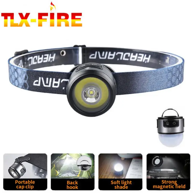 

Black Work Headlight Hook Riding Tail Light Aluminum Alloy Camping Head Lantern 800mah Outdoor Headlight Magnet Hat Clip Light