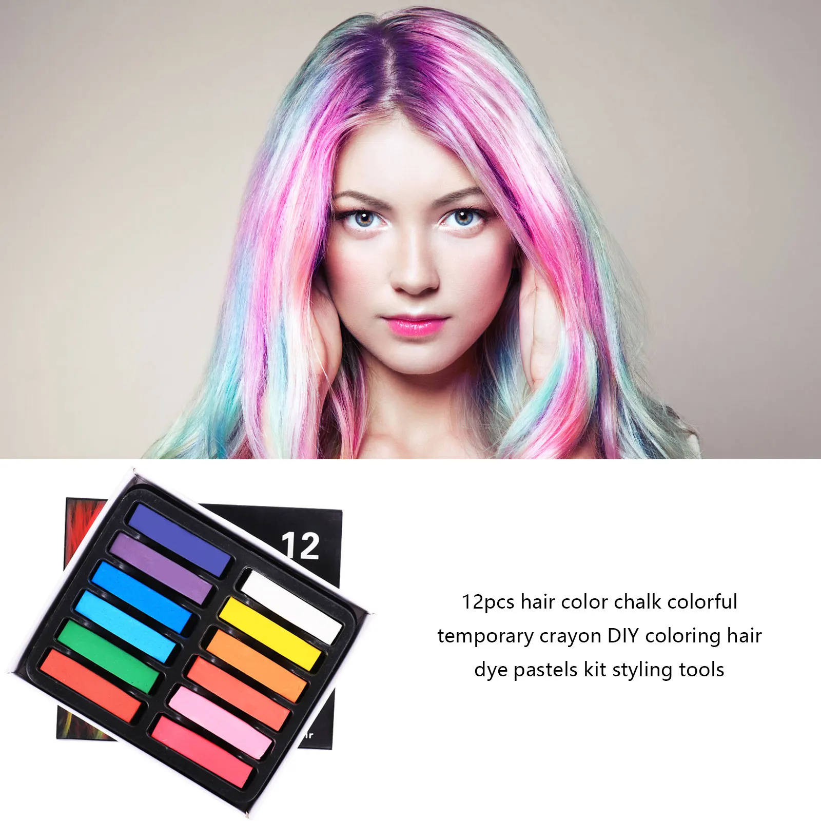 

Temporary 24 Colors Crayons For Hair Non-toxic Hair Color Chalk Dye Pastels Stick DIY Styling Tools For Girls Kids Party Cosplay
