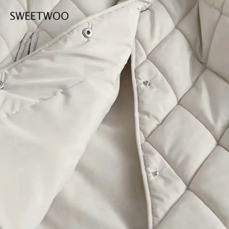 Women Beige Oversize Long Hood Parkas 2022 Autumn Winter Long Sleeve Buttons Pockets Female Warm Coat Fashion Tide Chic Slim Ins