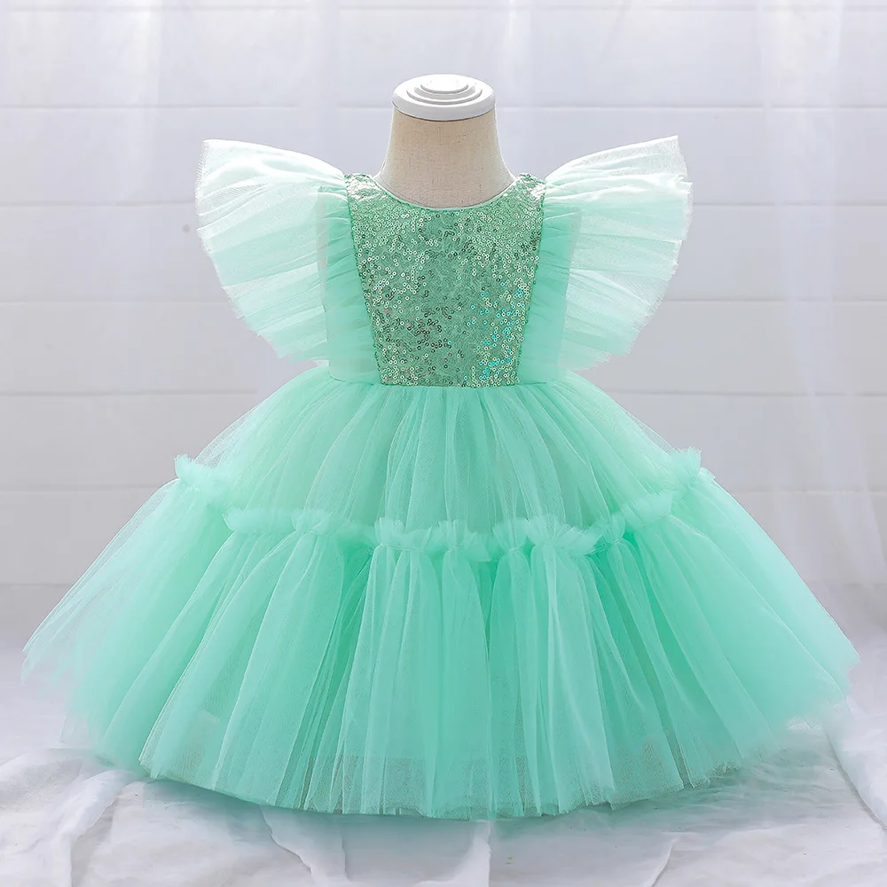 

2021 baby girl dress newborn dress princess dress baby's first 1-year-old birthday dress big bow christmas dress baby party dres