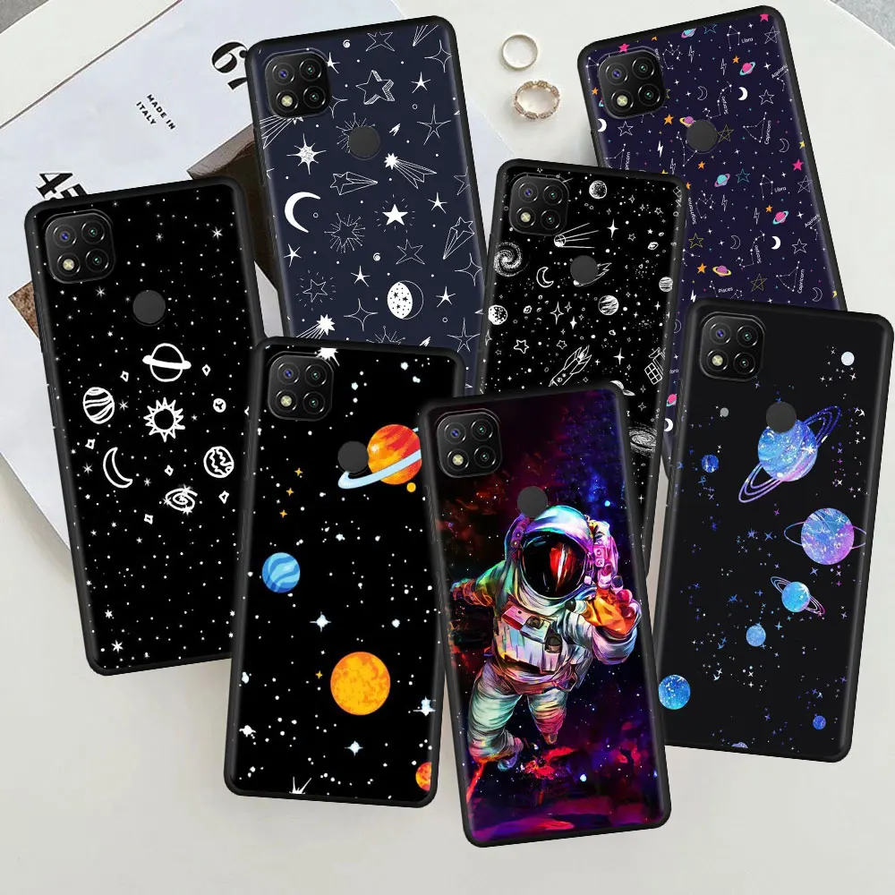 

Casing Full Silicone Case Funda for Redmi 10 K40 10C 10A Mi11T 9C 12X K40S 11T Pro 7A 12 Space Planet Stars Moon Phone