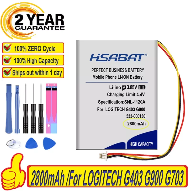 

Top Brand 100% New 2800mAh 533-000130 Battery for LOGITECH G403 G900 G703 x100 Wireless Mouse Batteries