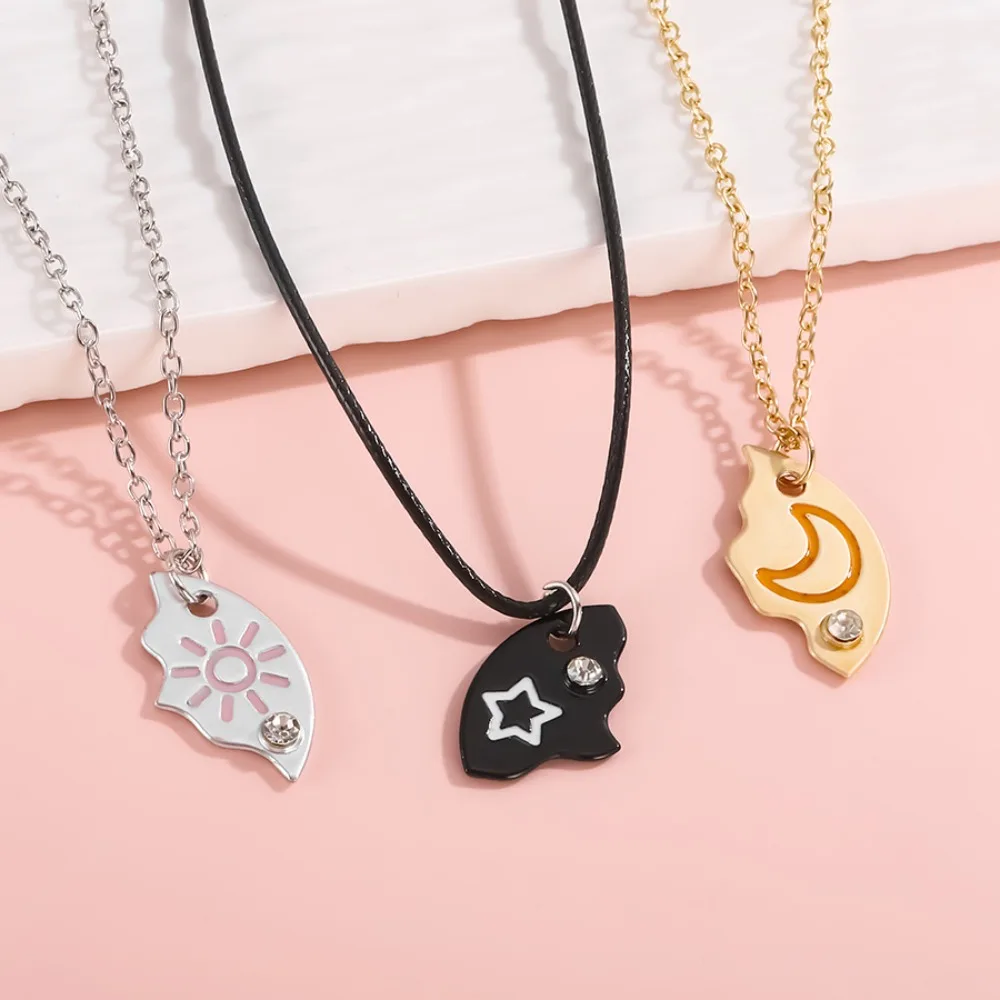3 шт. ожерелье в форме пиццы солнце звезда луна сплав гальваническое лучшего