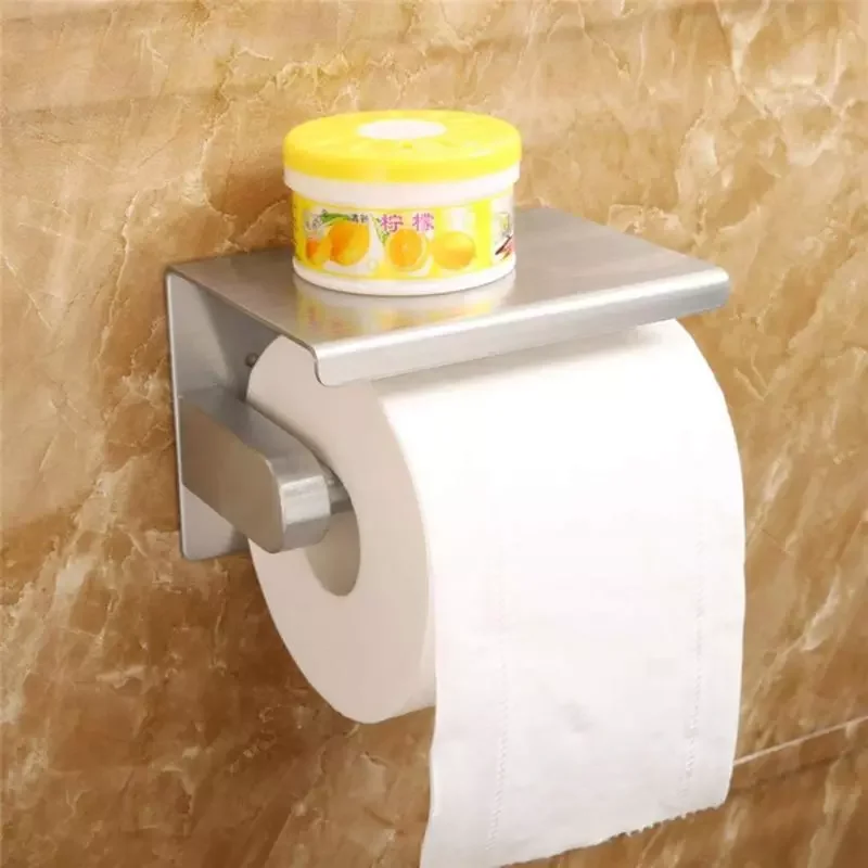 

Toilet Towel Paper Holder Phone Holder Wall Mount WC Rolhouder Paper Holder With Shelf Towel Rack Tissue Boxes Black