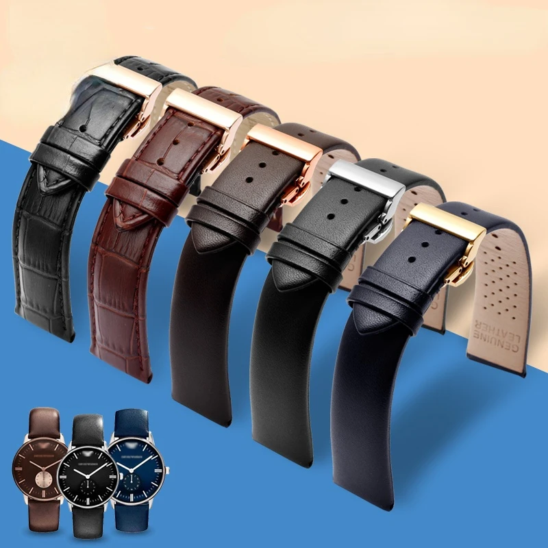 

Ремешок из натуральной кожи для часов Armani Ar1674, 1647, 0389, 0397, 0398, 1648, 0382, ремешок для часов с застежкой-бабочкой, 20 мм, 22 мм, браслет