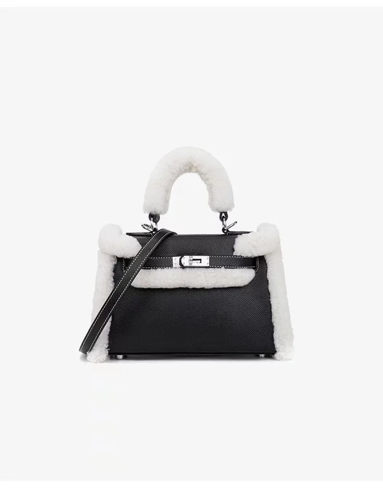 

Kelly.2022 осень-зима новая плюшевая сумка из ягненка женская сумка-Келли сумка через плечо сумка-Кроссбоди