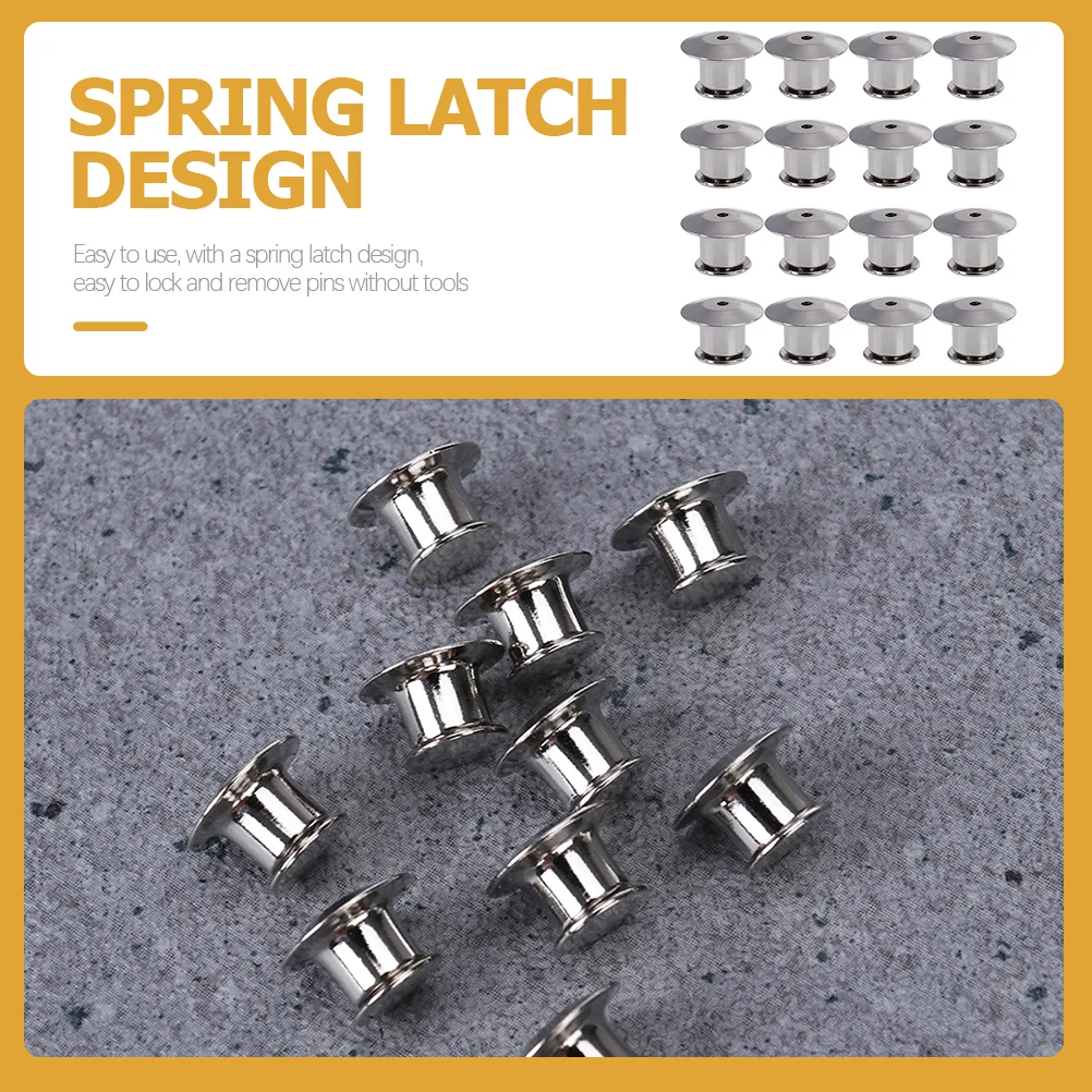 22 Pcs Round Flat Head Card Cap Pin Backs Jewelry Supplies Accessories Locking Clasp Replacement Metal Hats Replaceable Keeper