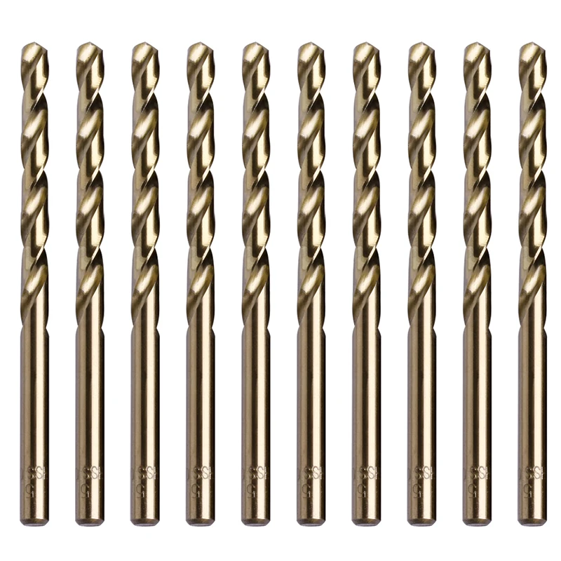

10Pcs 1mm/2mm/2.5mm/3mm/3.2mm/3.5mm/4mm/4.5mm/5mm M35 Round Triangle Shank HSS-Co Cobalt Twist Drill Spiral Drill Bit