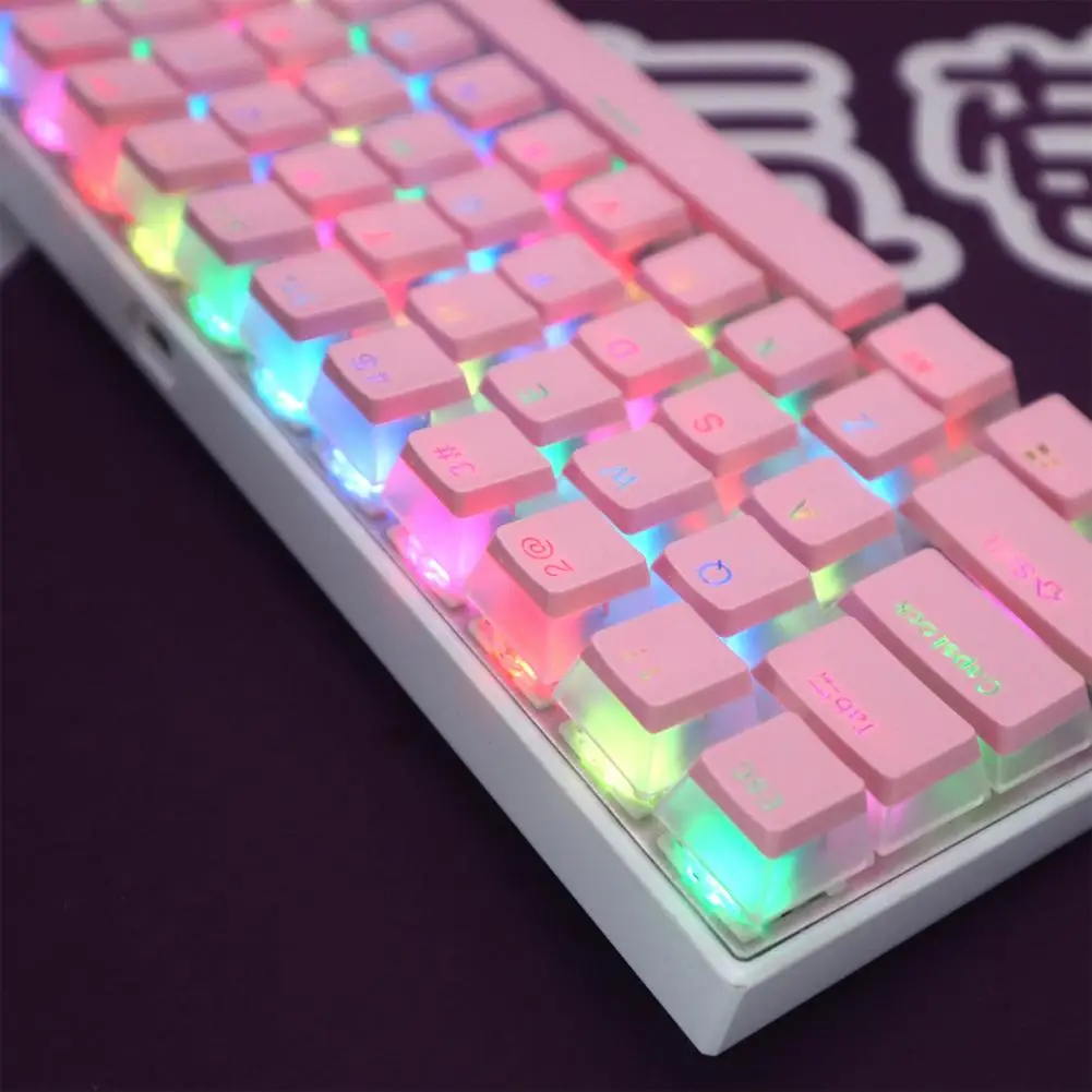 PBT Key Caps  Half Transparent   Key Caps Easy Installation Computer Keycaps for 61/87/98/104 Keys  Keyboard