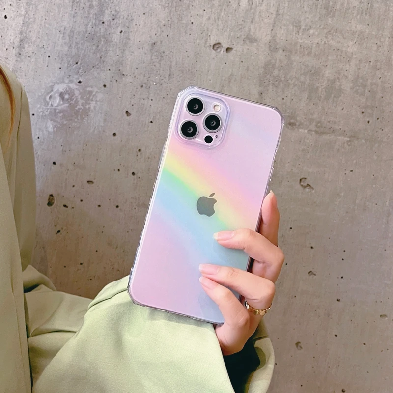 Яркий розовый Радужный Прозрачный чехол для телефона iPhone 13 Pro Max 12 Mini 11 X XS XR 7 8 Plus SE