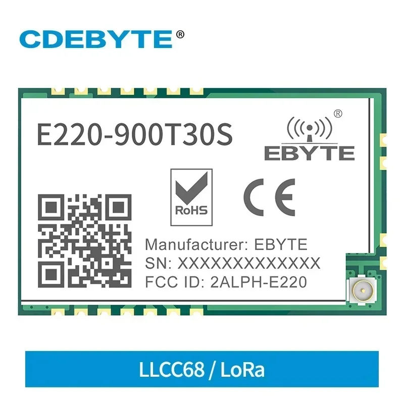 LLCC68 Модуль LoRa RSSI ISM 868 МГц 915 30 дБм CDEBYTE E220-900T30S Распределительный спектр FSK SMD UART