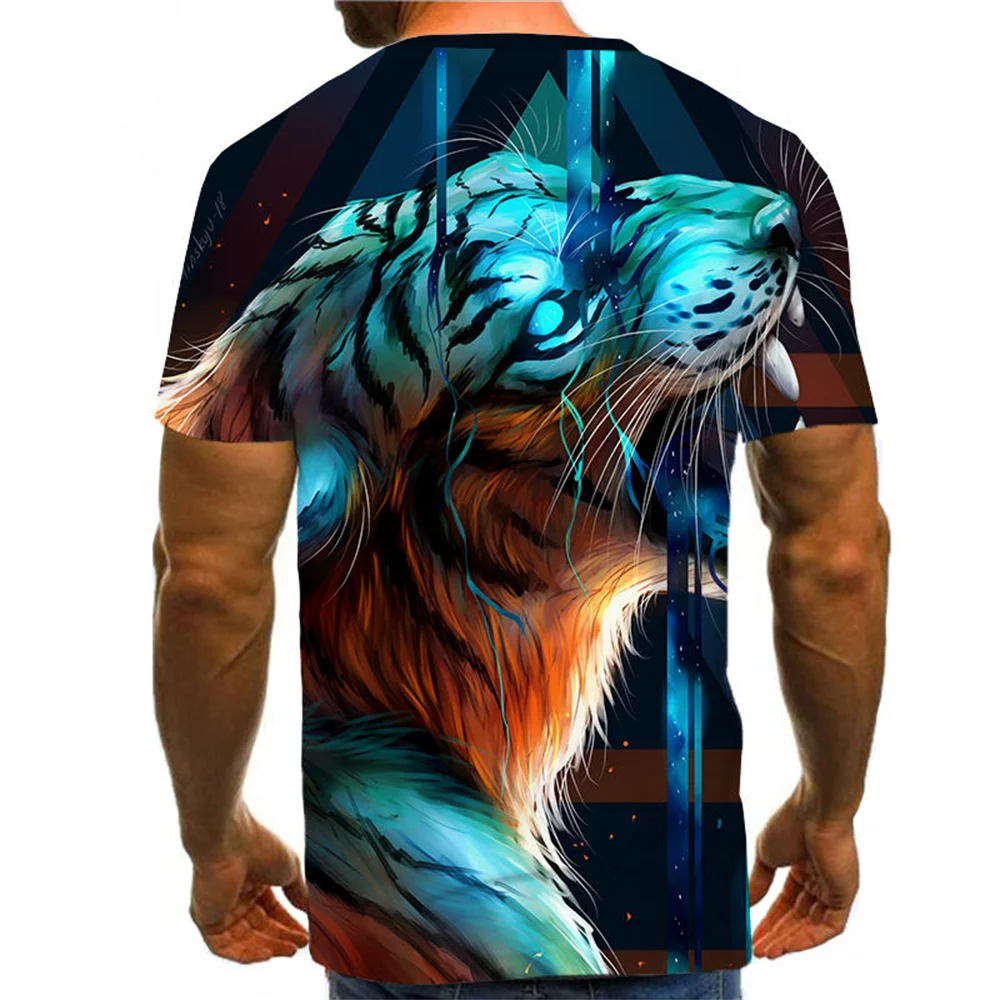 

Tiger T-shirt Fighting Animal Beast Fierce Tiger Print 3D T Shirt Summer Men's Oversized Short Sleeve Tops Tees Designer Clothes