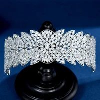 hibride big bride crown wedding tiaras with zircon women hair accessories luxury fashion jewelry headpiece corona c 19