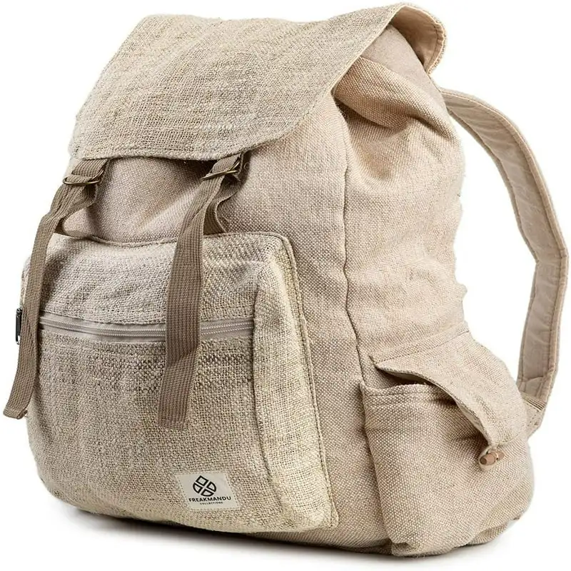 

Hemp Backpack - Eco Friendly Unisex Rustic Bag Durable by Freakmandu