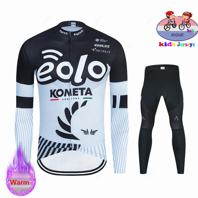 

Eolo Kometa Kids Winter Fleece Team Cycling Jersey Set Mountian Bicycle Clothes Wear Ropa Ciclismo Racing Bike Clothing Maillot
