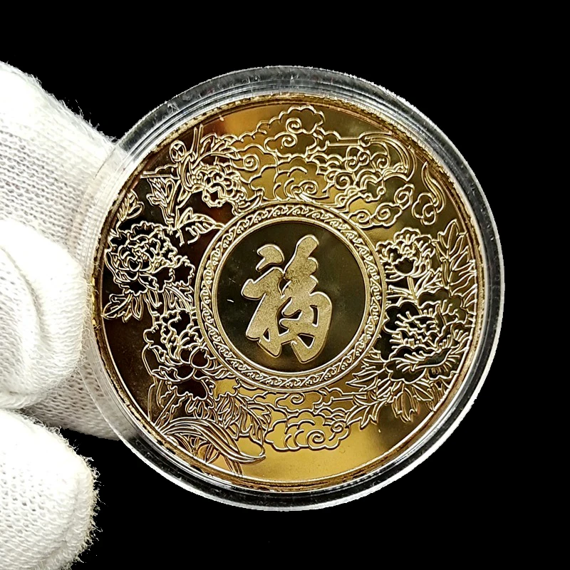 

Новый дракон, золотая монета, памятная китайская талисман, дракон с золотым покрытием, искусство, вызов, медаль, новогодние подарки