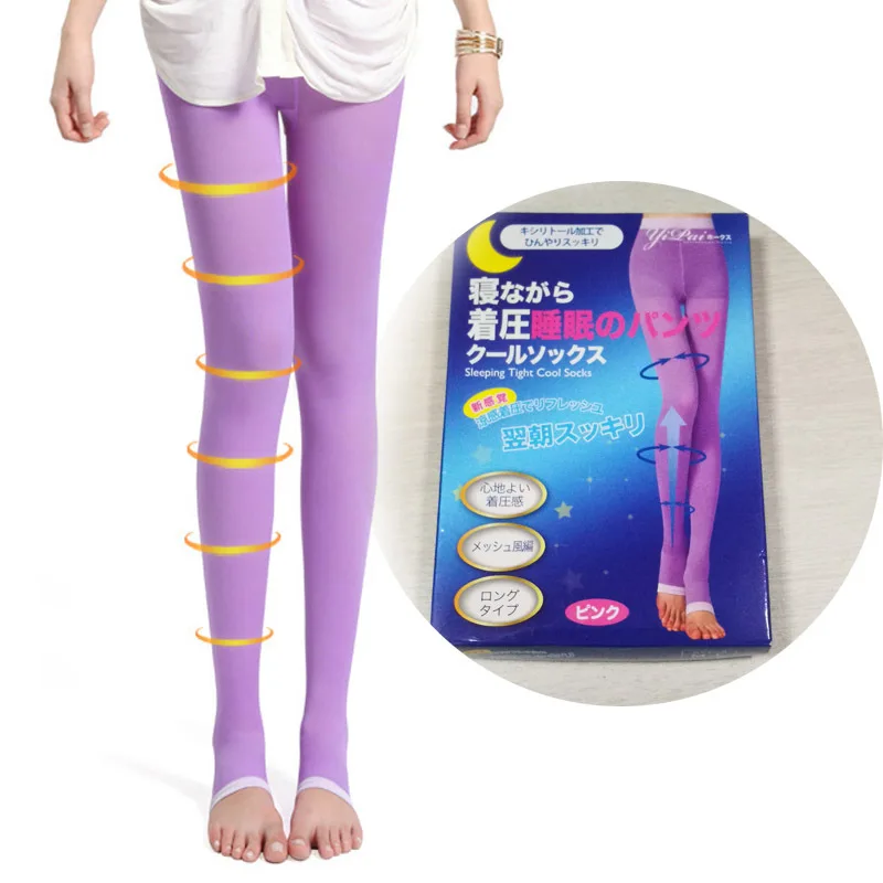 Female Slimming Sleeping Beauty Legs Shaper Women Seamless Leggings Elastic Solid Color Legging Socks Night Stovepipe Sock Pants
