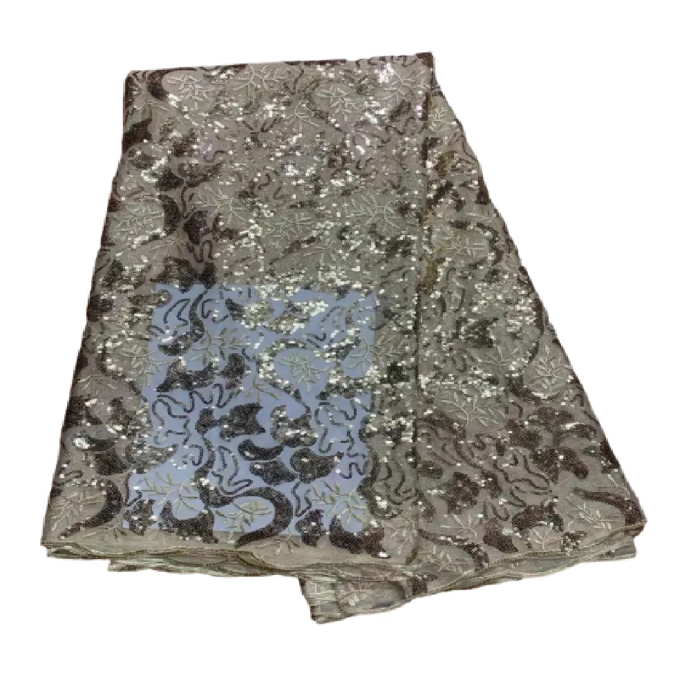 

Новинка 2023, французская Тюлевая кружевная ткань высокого качества, 5 ярдов, Африканское свадебное платье, вышивка блестками, нигерийская кружевная ткань