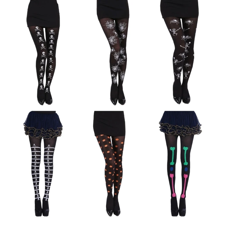 

Halloween Themed Stockings Gothic Punk Style Tights Skull/Pumpkin/Spiders Print