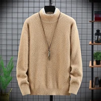 2022 autumn winter mens half turtleneck mink sweater solid color loose plush bottoming shirt fashion streetwear hot sale m 3xl